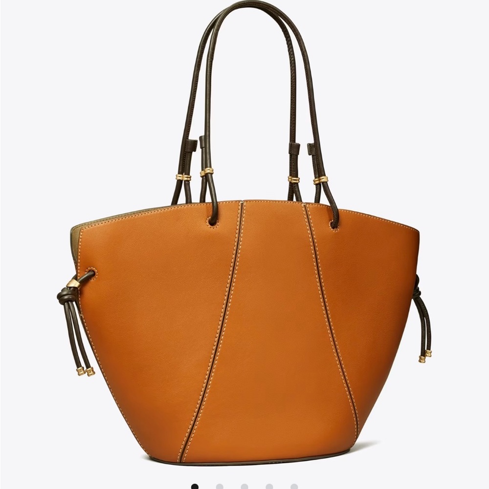 Tory Burch spaghetti strap tote tan EUC